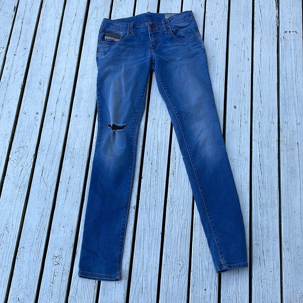 Diesel Grupee Jeans super slim skinny distressed 27 low rise